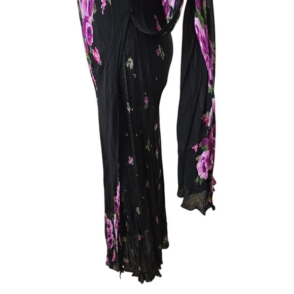 American Angel Y2K Fairy Grunge Boho Whimsigoth Sheer Sequin Floral Maxi Dress M - Picture 7 of 12